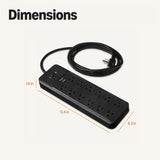 12-Outlet Surge Protector Power Strip w/ 4000 Joules and 8ft Cord for Home