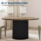 47" Round Dining Table for 4-6 People, Dining Room Table with Sturdy Waveform Metal