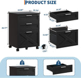 3-Drawer Rolling File Cabinet with Lock - Wooden Mobile Filing Cabinet for Home Office