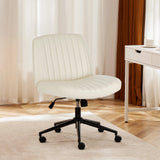 JHK Armless Cross Office Chairs with Wheels PU Leather Swivel Living Room Desk Chair Height Adjustable