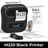 Phomemo M220 Label Printer Portable Handheld Thermal Maker Bluetooth Barcode QR Code Sticker Paper Rolls