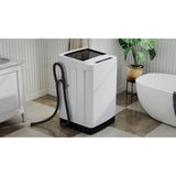 Portable washing machine for apartment and RV use, white plastic unit with full automatic operation,