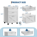 3 Drawer Rolling File Cabinet with Lock & Casters, Wooden Mobile Storage