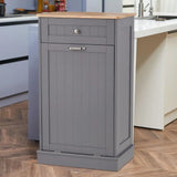 13 Gallon Wooden Freestanding Hidden Trash Can Cabinet with Odor Control,
