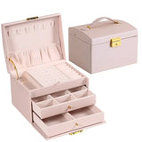 1pcs Multi Functional Three Layer Leather Drawer Style Jewelry Box Earrings