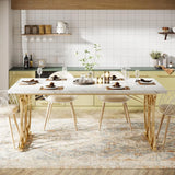 Modern Dining Table,Kitchen Table for 4-6 People, Unique Rectangular Dinner Table