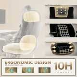 600LB Big Tall Executive Office Chair 5D Flip Arms Pocket Spring Lumbar Support High Back Cloth Desk Rubber Wheels
