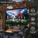 257 cm x 150 cm, projection screen with a 160° viewing angle, for outdoor