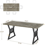 70.8 Inch Large Dining Table for 6-8, Industrial Wooden Kitchen Table with Sturdy Metal