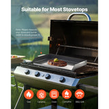 SucceBuy Carbon Steel Griddle Universal Flat Top Rectangular Plate Gas Grill Griddle