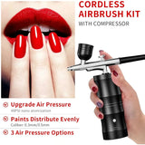 Portable Airbrush Kit with Cordless Rechargeable Compressor s HighPressure 48PSI NonClogging