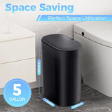 5 Gallon Bathroom Trash Can with Lid, Automatic Motion Sensor Black Trash Can,