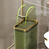 2.6 Gallon Clear Trash Can with Press Top Lid for Bathroom, Bedroom, Office