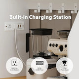 Adjustable Shelf Tall Kitchen Pantry Cabinet with 3 Drawers, LED Light & Charging Station