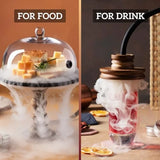 Food and Drink Smoker Kit with Smoke Gun 8" Smoking Cloche Glass Dome Acacia