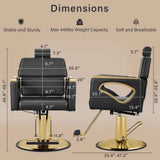 Heavy-Duty 360° Swivel Barber Chair for Salons,