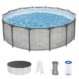Steel Pro MAX 14' x 48"Outdoor Swimming Pool Set with Filter Pump, Ladder