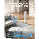 Tower Fan for Bedroom, 25ft/s Smart Standing Fans with 4 Modes, 4 Speeds