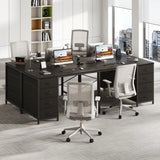 78" 2 Person Desk with 8 Fabric Drawers, Long Computer Desk Home Office Desk with Storage