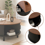 Round Coffee Table Wooden Flip-Top Coffee Table w/ Storage for Bedroom