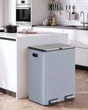 60L/16 Gal Dual Trash Can Stainless Steel Step Garbage Can