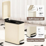 Stainless Steel Step Pedal Trash Can with Soft Close Lid, 6L/1.6G Small Garbage Bin for Bathroom, Kitchen