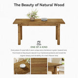 Elegant 63 Solid Wood Dining Table for 4-6, Rich Grain & Texture