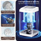 14 lbs Portable Washing Machine, Fully Automatic Compact Washer with 10 Cycles, Drain