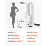 SucceBuy Bladeless Tower Fan 65°/80° Oscillating Standing Fan 8/12 Speeds