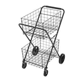 Jumbo Shopping Cart 2 Layers Grocery Cart on Wheels Foldable Utility Shopping Carts