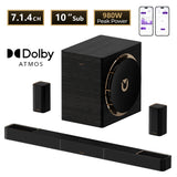 ULTIMEA 980W 7.1.4 TV Sound Bar with 10" Wireless Subwoofe,Dolby Atmos