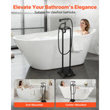 SucceBuy Clawfoot Bathtub Faucet Freestanding Tub Faucets with Shower with 360° Rotation Spout & 59-inch Long