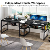 Tribesigns Two Person Desk with Bookshelf, 78.7 Computer Office Double Desk