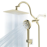 Hibbent 10'' High Pressure Rainfall Shower Head Handheld Spray Combo with 12'' Ad