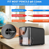 Heavy Duty Electric Pencil Sharpener, Auto Stop, Sharp Point, for 6-11mm Pencils