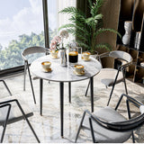 32" Sintered Stone Dining Table Round Reception Coffee Table for 2-4 Person