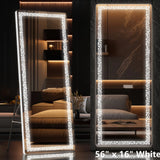 LED Lighted Floor Standing Mirror, Full Length Mirror with Lights for Bathroom