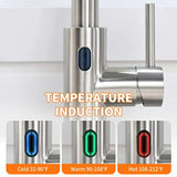 Touchless Kitchen Faucet with Pull Down Sprayer LED Light Single Handle Motion Sensor Smart