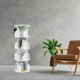 4 Tier Rotating Bookshelf 360° Spinning Display Rack with Wheels