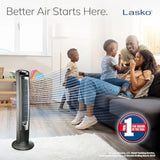 Oscillating Tower Fan with Remote, Quiet Floor Fans for Bedroom, 42", Silver