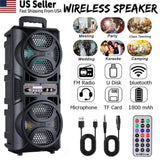 3000W Portable Bluetooth Speaker Sub woofer Heavy Bass Sound System