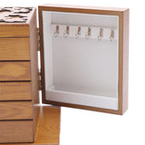 5-tier Wooden Large Capacity Storage Box  w/ Drawers Mirror for Bracelets
