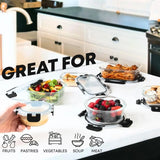 30 PC Glass Food Storage Containers with Lids Reusable Glass Meal Prep Containers