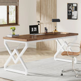 Tribesigns 63" Large Industrial Executive Desk with Extra Thickened Tabletop & Metal Frame