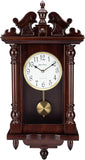 Wall Clock with Real Wood, 4 Chime Options, Swinging Pendulum, 22" Large