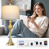 28.75" Modern Table Lamps Set of 2 Bedside Lamp with USB A+C for Bedroom