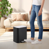 Kitchen Trash Can Stainless Steel Step on Garbage Bin with Soft Closing Lid Removable