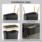 4 Gallon Trash Can with Lid, Narrow Garbage Bin for Bathroom Kitchen Office