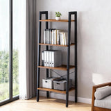 JHK 4-Tier Display Bookshelf Wooden Storage Standing Shelf Stable Frame Graduated Shelves