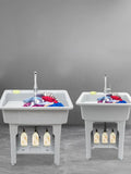 Freestanding Laundry Sink with Storage Shelf Multifunctional Utility Sink for Pet Bath